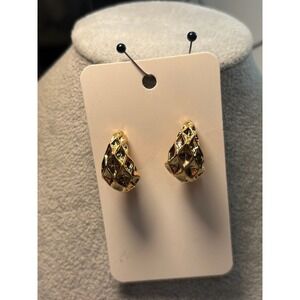 #63. Gold-tone Raffia-inspired Basket Weave Earrings
